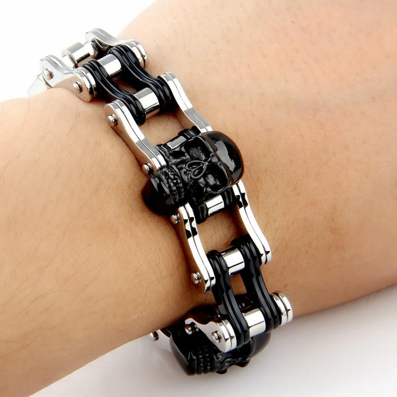Bike Skull Titanium Steel Bracelet with Stainless Steel