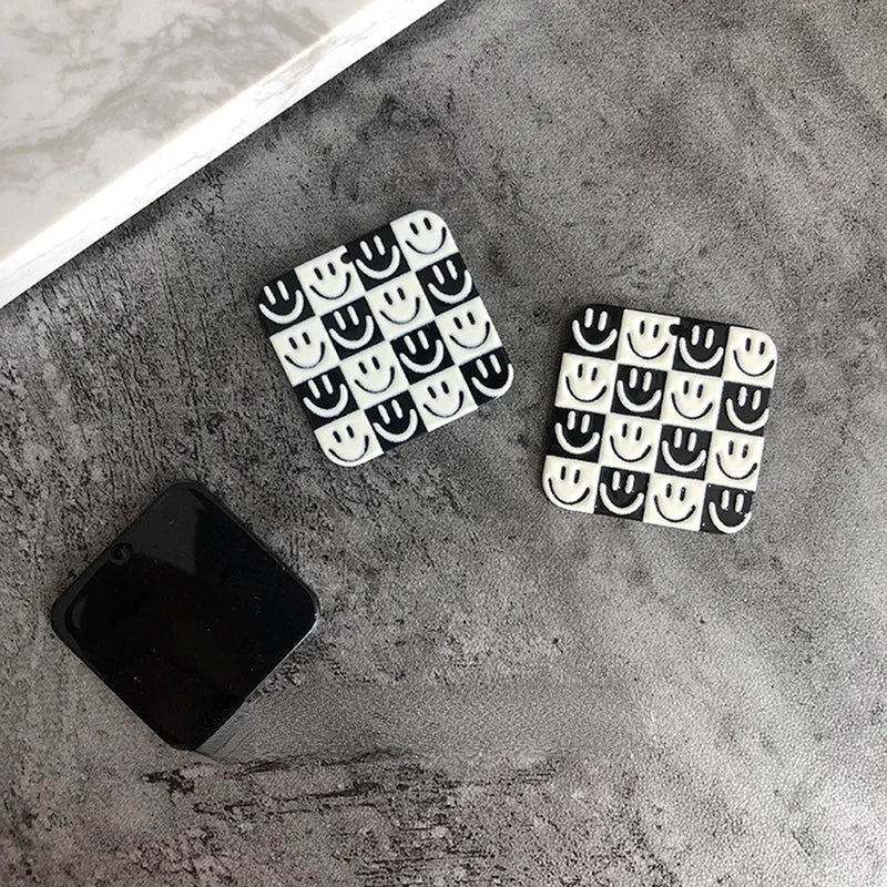 Acrylic Plaid Flower Smiley Love Heart Pendant DIY Earring Material