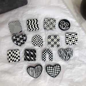Acrylic Plaid Flower Smiley Love Heart Pendant DIY Earring Material