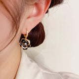 Camellia Earrings with Pearl and Zircon Drop