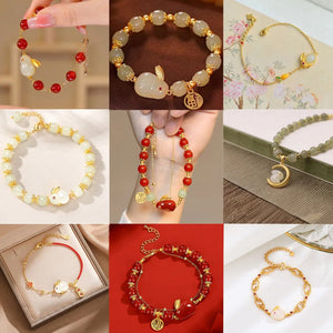 Rabbit Bracelet for Women Red Tourmaline Hotan Jade Bangles Bead Jewelry