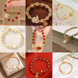Rabbit Bracelet for Women Red Tourmaline Hotan Jade Bangles Bead Jewelry