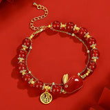 Rabbit Bracelet for Women Red Tourmaline Hotan Jade Bangles Bead Jewelry