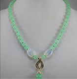 Fashionable 8mm Dongling stone + opal egg shape Pendant Necklace
