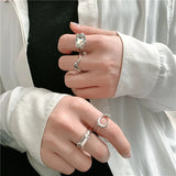 Geometric Diamond Ring Set - Fashionable Cold Wind Poison Corrode