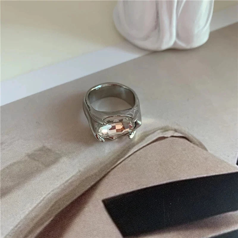 Geometric Diamond Ring Set - Fashionable Cold Wind Poison Corrode
