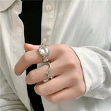 Geometric Diamond Ring Set - Fashionable Cold Wind Poison Corrode