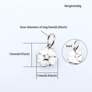 Enamel Sterling Silver Red Flower Pendant for DIY Bracelet Jewelry
