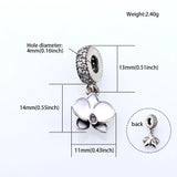 Enamel Sterling Silver Red Flower Pendant for DIY Bracelet Jewelry