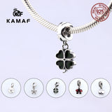 Enamel Sterling Silver Red Flower Pendant for DIY Bracelet Jewelry