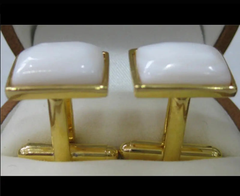 Plated Square Shell Pearl Cufflinks