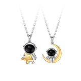 S925 Silver Star & Moon Astronaut Necklace