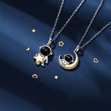 S925 Silver Star & Moon Astronaut Necklace