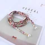 Fashionable Waist Belt Woman Adornment Chain Pearl Tassel Flower