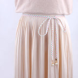 Fashionable Waist Belt Woman Adornment Chain Pearl Tassel Flower