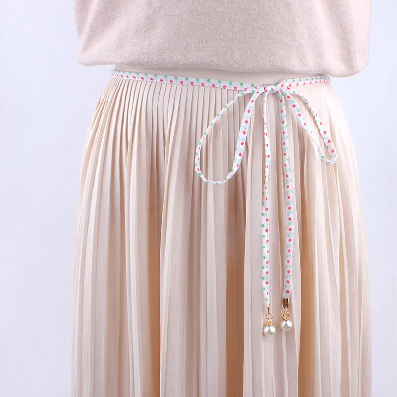 Fashionable Waist Belt Woman Adornment Chain Pearl Tassel Flower
