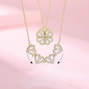 Heart Four-Leaf Grass Necklace - Dual-Purpose Clavicle Chain
