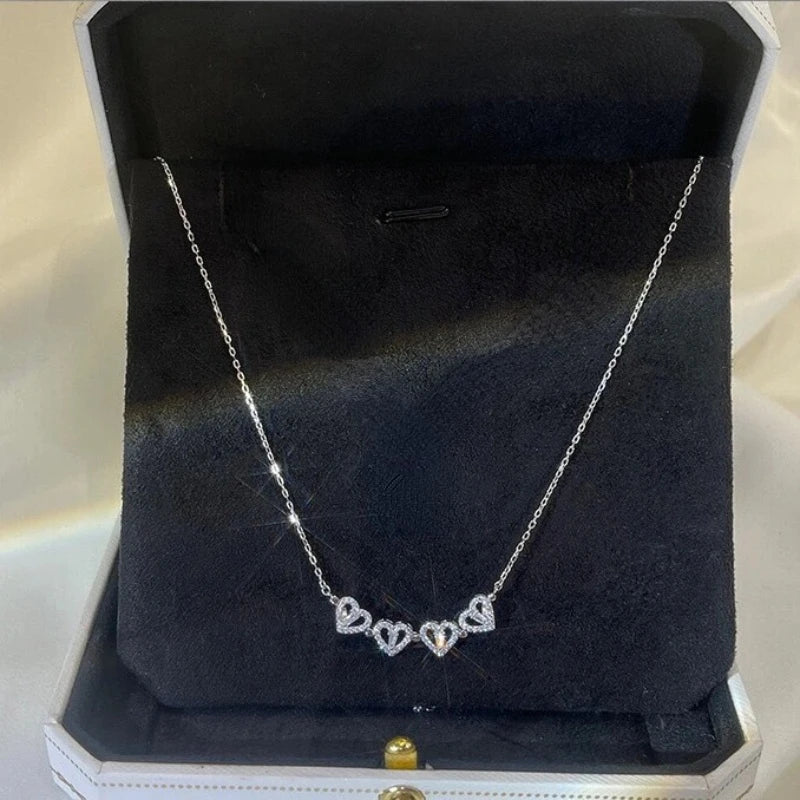 Heart Four-Leaf Grass Necklace - Dual-Purpose Clavicle Chain