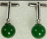 Stylish Silver Plated Malay Jade Cuffs 12mm
