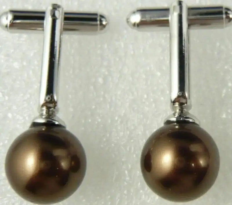 Stylish Silver Plated Coffee Shell Pearl Cuffs