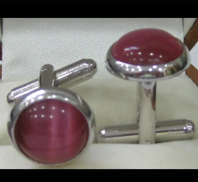Stylish 15mm Pink Opal Cufflinks
