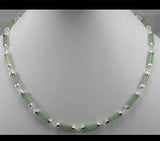 Silver Plated Light Green Malay Jade Lucky Necklace