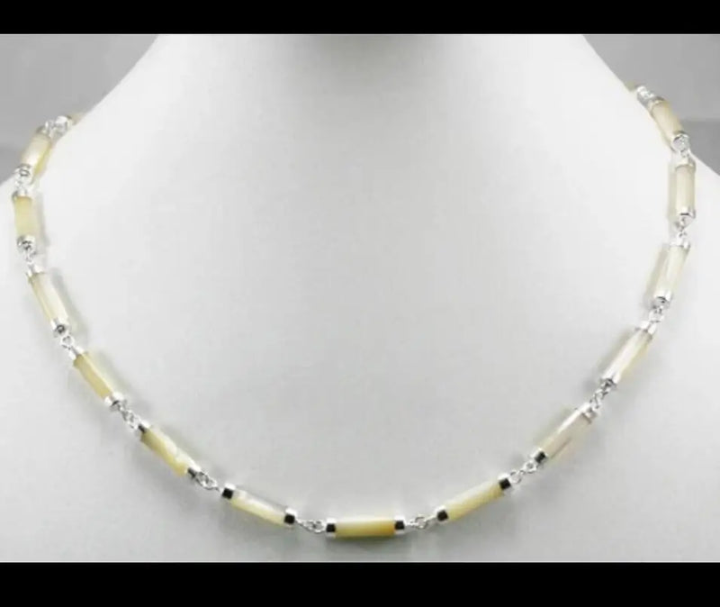Silver Malay Jade Bamboo Necklace