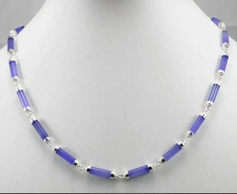 Silver Plated Purple Jade Lucky Necklace