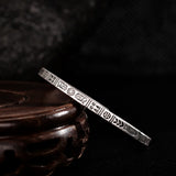 Women's Silver Hieroglyphs Ethnic Open Bracelet SZ00149