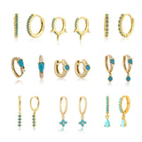 Turquoise Drops Dangle Hoop Earring Mini Piercing Jewelry