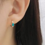 Turquoise Drops Dangle Hoop Earring Mini Piercing Jewelry