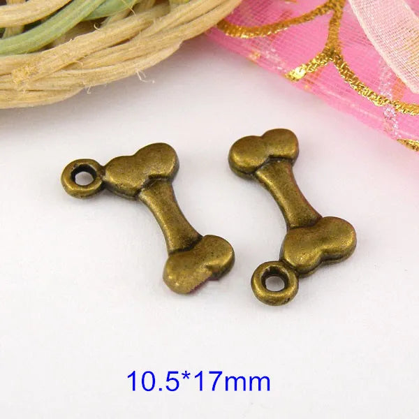 100 Pcs Bone Charms Vintage Metal Antique Bronze/Gold 10.5*17mm