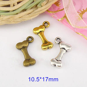 100 Pcs Bone Charms Vintage Metal Antique Bronze/Gold 10.5*17mm