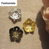 200pcs 14mm Metal Flower Bead Caps, Bronze Color