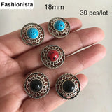 30 pcs Round Filigree Base Setting With Acrylic Turquoise