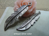 60 Double Sided Leaf Charms Tibetan Silver/Bronze 12*46mm Jewelry Charms