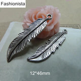 60 Double Sided Leaf Charms Tibetan Silver/Bronze 12*46mm Jewelry Charms
