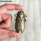 Rare Antique Bronze Cicada Bug Necklace Supply, Insect Bug, 10 PCS