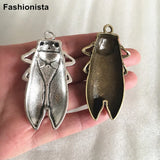 Rare Antique Bronze Cicada Bug Necklace Supply, Insect Bug, 10 PCS