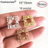 16 pcs Brass Flower Filigree Square Charms, 15*15mm, Double Sided