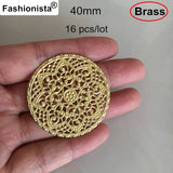 16 pcs Raw Brass Round Filigree Charms 40mm For Jewelry & Crafts Making