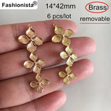 6 pcs Brass Casting Flowers Charms, 3 Brass Flowers Charms For Earrings