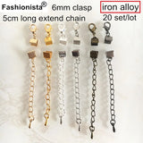 20 Sets Ribbon End Clamp with Lobster Clasp, Crimp End, 6 Colors