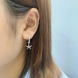Micro-Set Colored Diamond Earrings S925 Sterling Silver Starfish Women Jewelry
