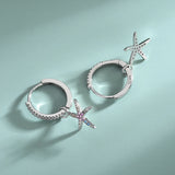 S925 Sterling Silver Starfish Diamond Earrings Set
