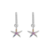 S925 Sterling Silver Starfish Diamond Earrings Set