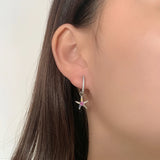 S925 Sterling Silver Starfish Diamond Earrings Set