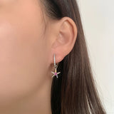 S925 Sterling Silver Starfish Diamond Earrings Set