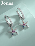 S925 Sterling Silver Starfish Diamond Earrings Set