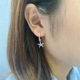 Micro-Set Colored Diamond Earrings S925 Sterling Silver Starfish Women Jewelry